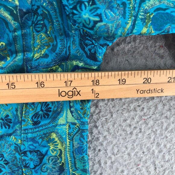 Chicos Jacket Womens 0 US 4 Green Blue Floral Silk Blend Button Asian Shimmer - Picture 7 of 9